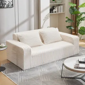 Homeokay 75" Boneless Loveseat Sofa Couch for Living Room, Bedroom, Mini Loveseat Floor Couch with Pillows, 2-Seater Upholstered Cozy Couch, No Assembly Required