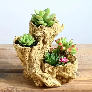 Imitation Tree Head Design Flower Pot, Creative Retro Style Succulent Planting Pot, Suitable for Indoor and Outdoor Balcony Living Room Office Desktop Decoration