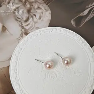 E54-Golden Hour Garden-Blush Pearl Studs,Natural Freshwater Pearls,S925 Silver,Soft Glow,Delicate & Timeless