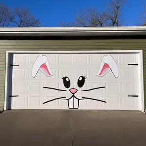 21-Piece Jumbo Easter Bunny Garage Door Magnetic Decorations - 6ft+ Giant Rectangle Face (12"x17"), Durable Waterproof Easy-Install Outdoors Home Decor Supplies for Easter Ornaments