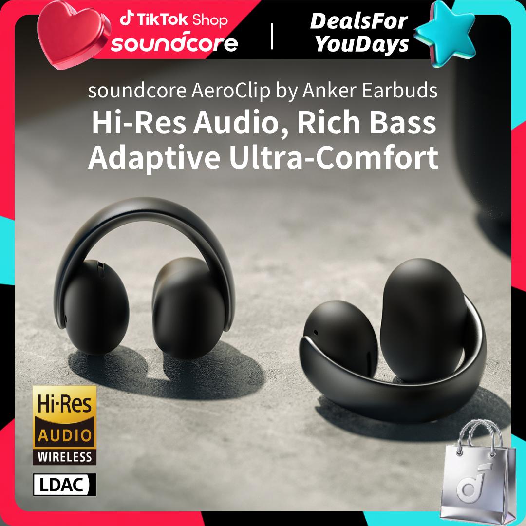soundcore AeroClip by Anker, Open-Ear Earbuds, Clip-On Headphones, Adaptive Comfort, Clear Calls with 4 Mics and AI, Stable Fit, 12mm Drivers for Powerful Bass, Hi-Res, Open-Ring Design #DealsForYouDays, #SummerWins