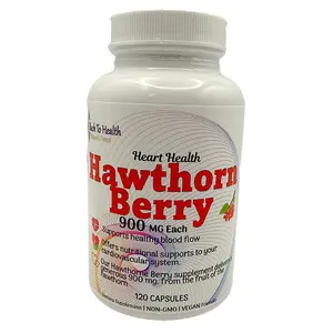 Back To Health Hawthorn Berry 900 MG Each 120 Capsules Supports Healthy Blood Flow Non-GMO Vegan
