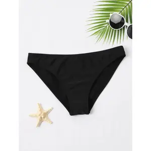 Women's Swim Basics Summer Beach Solid Bikini Bottom Briefs High Waist