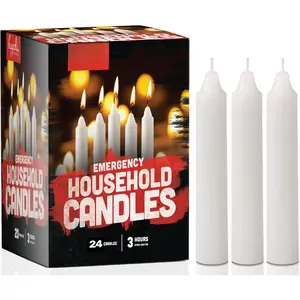 Candles, White Short Tapers, Unscented  Candle for Home and  Kit (Pack of 24)