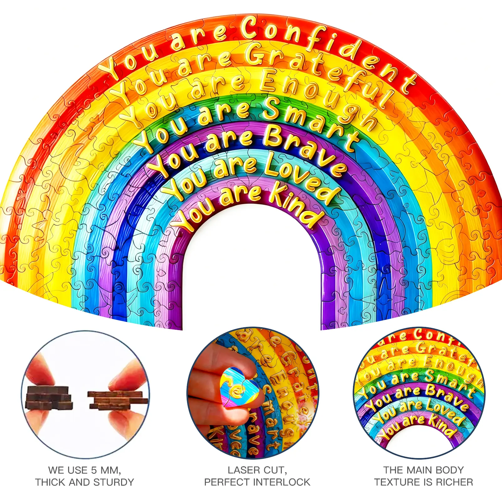 Mindfulness Puzzle Wooden Puzzle for Adults and Kids,Hoilday Gift,Family Game,Laser Cut, sublimation Puzzle