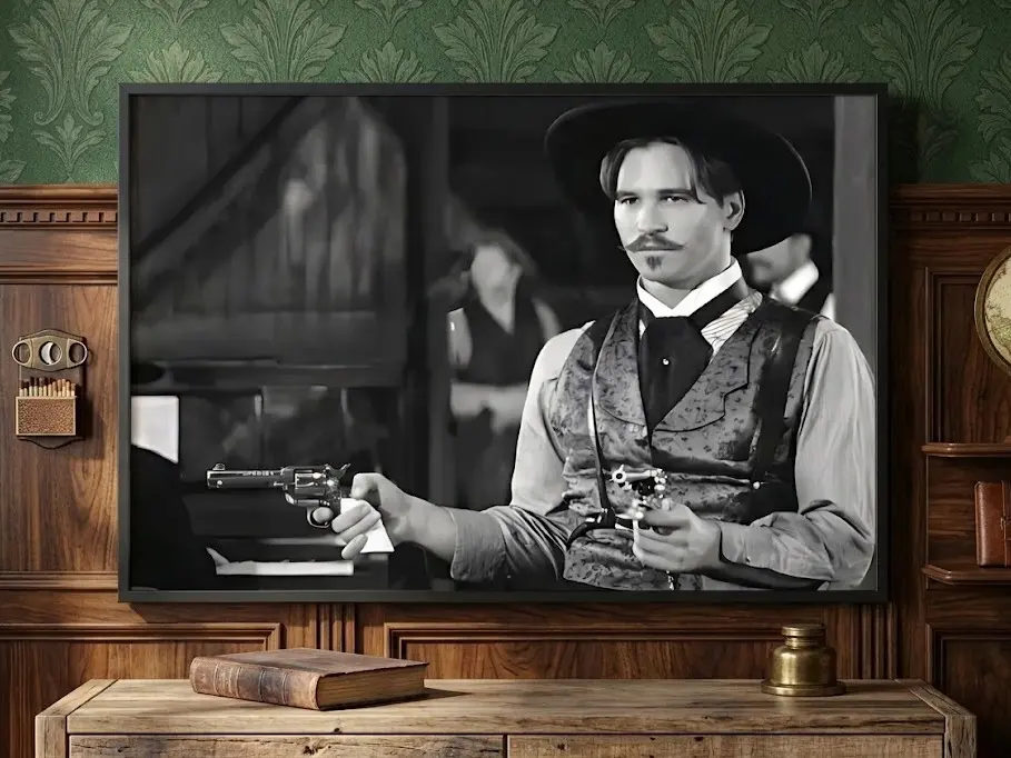Canvas Wall Art Tombstone Doc Holliday Portrait Western Movie Painting for Man Cave Living Room Home Decor