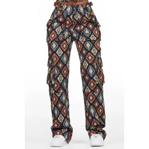 Andraila Black Tapestry Stacked Pant