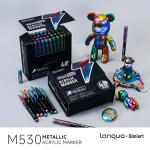 Liquid Tip Soft Head Markers Set, Art Marker Pen, 48 Colors Metallic Color Kit, Acrylic Paint Graffiti Models DIY Coloring, Suitable for Rock Canvas Wood Glass Metal Stone Ceramic
