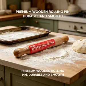 Non-Stick Smooth Wooden Rolling Pin, Ergonomic Baking Utensil for Bakers to Reduce Hand Fatigue, Essential Baking Supplies, Utensils