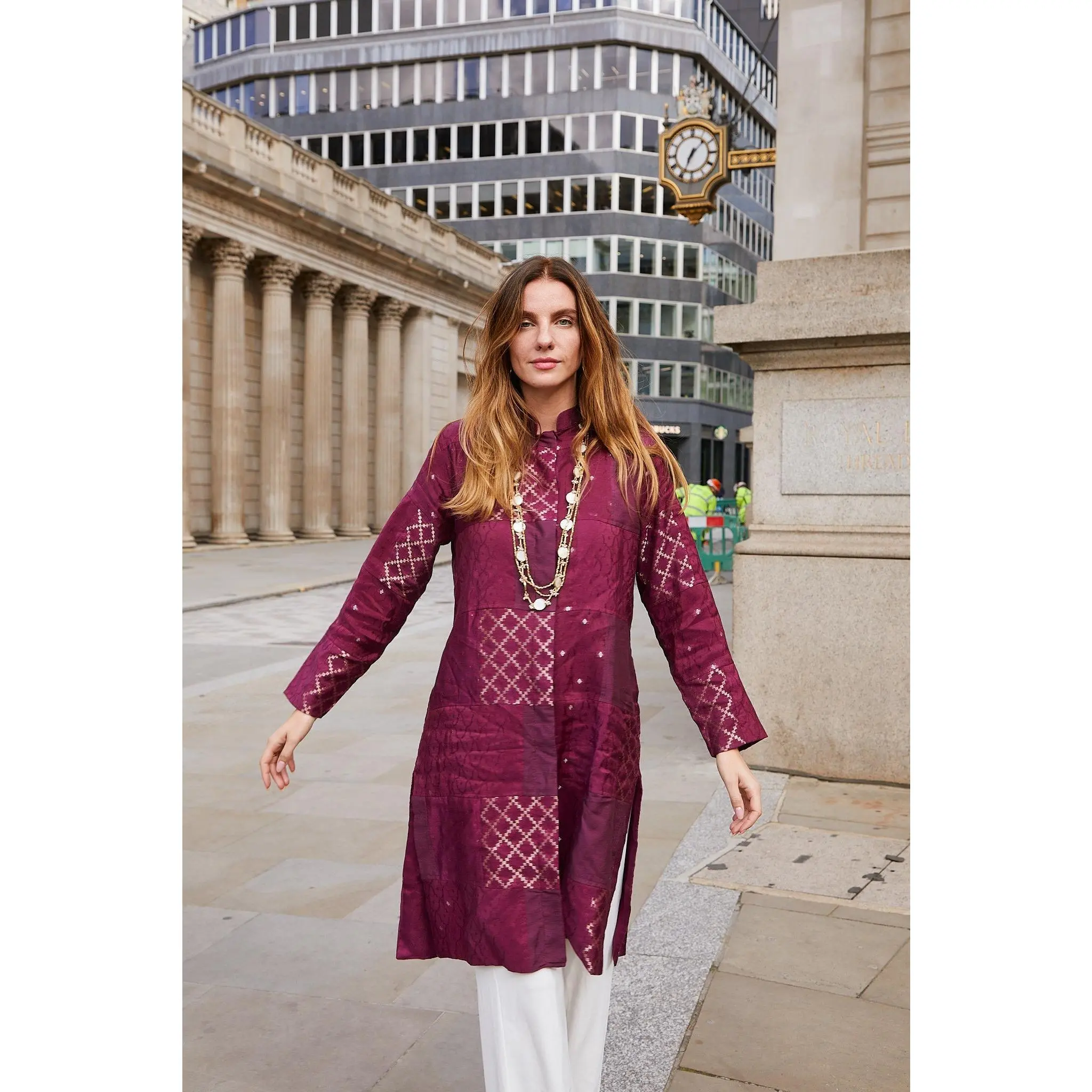 Violet Burgundy Patched Coat