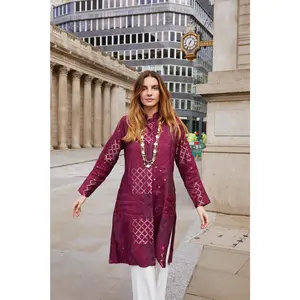 Violet Burgundy Patched Coat