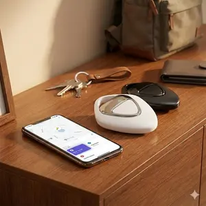Ultra Thin Mini Bluetooth GPS Tracker, Smart Key Finder for Kids, Pets, Cars & Valuables. Real-Time Tracking, Waterproof, Works with iOS Apple Devices as AirTag Alternative.