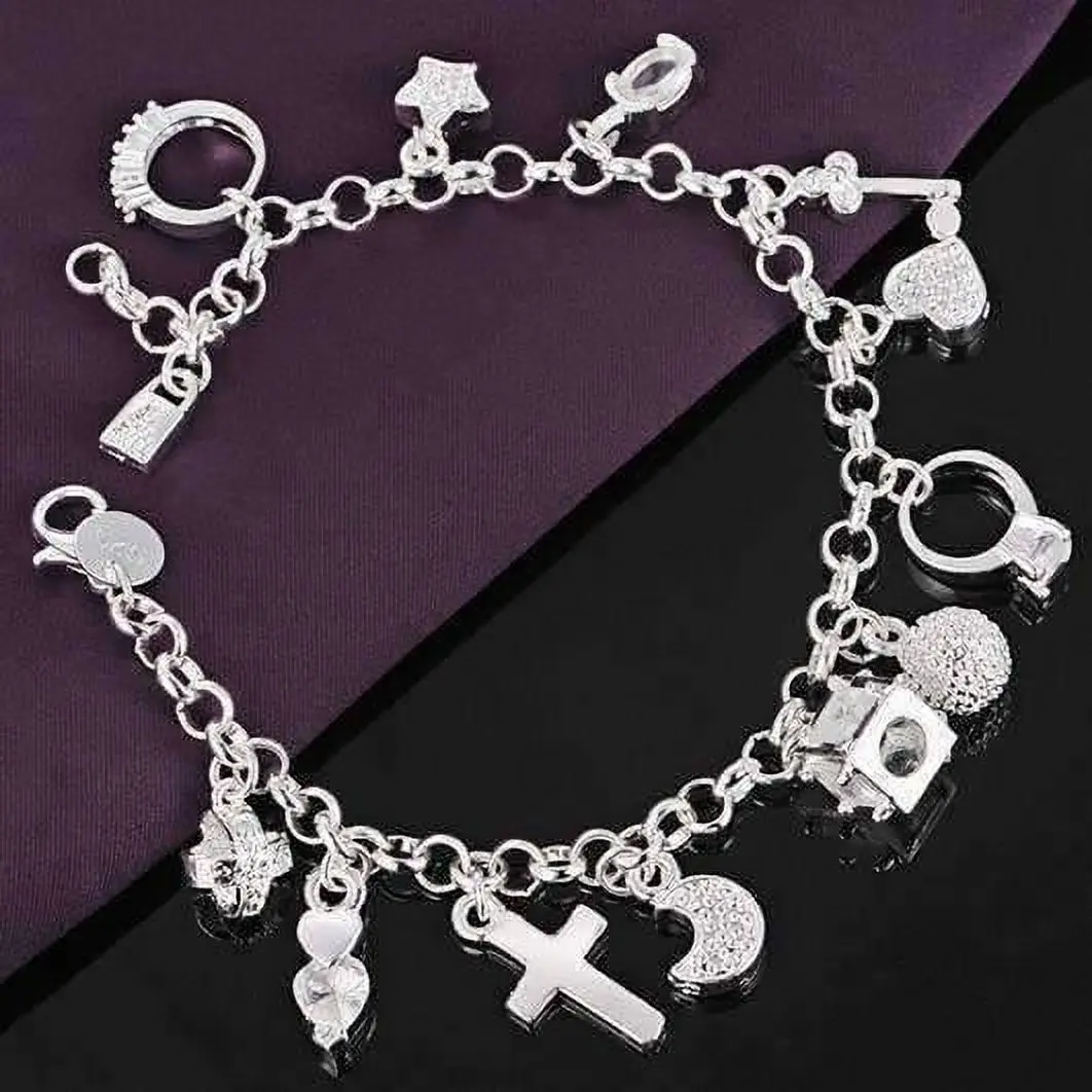 1pcs Elegant Heart Key Pendant Bracelet,Bohemian Style, Shiny Exquisite Silver, Women's Fashion Jewelry Accessories, Suitable for Wife, Girlfriend, Fashion Gift, Birthday Gift