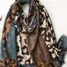 Women's Leopard Patchwork Print Fringe Shawl, Fashionable Lightweight Soft Summer Scarf, Boho Style Scarf, Suitable for All Seasons Casual Wear