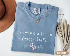 Comfort Colors 4th July Pregnancy Shirt, Patriotic Mom to Be Gift, Growing A Firecracker Tee, Fourth Of July Pregnancy Reveal Tshirt, American Mom Apparel - AMBER