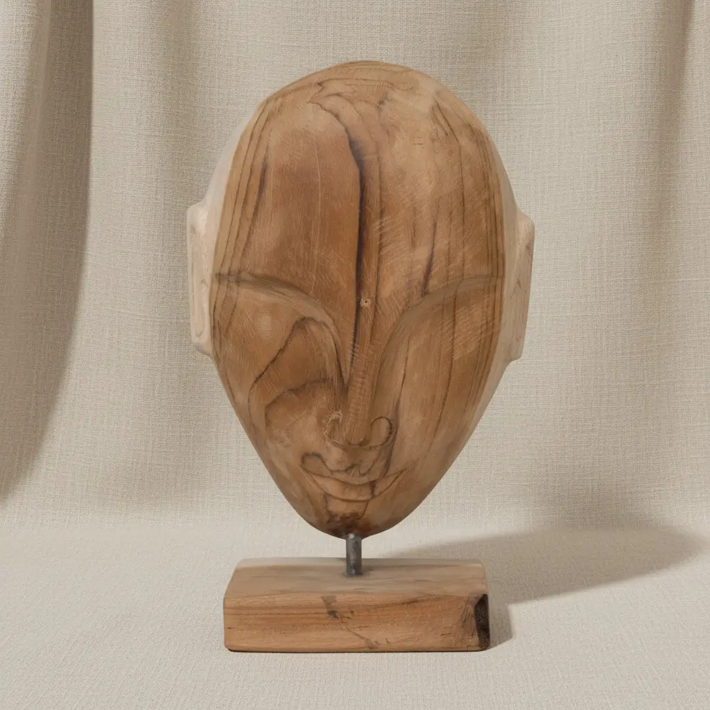 Pre Order Hand-Carved Teakwood Face on Stand