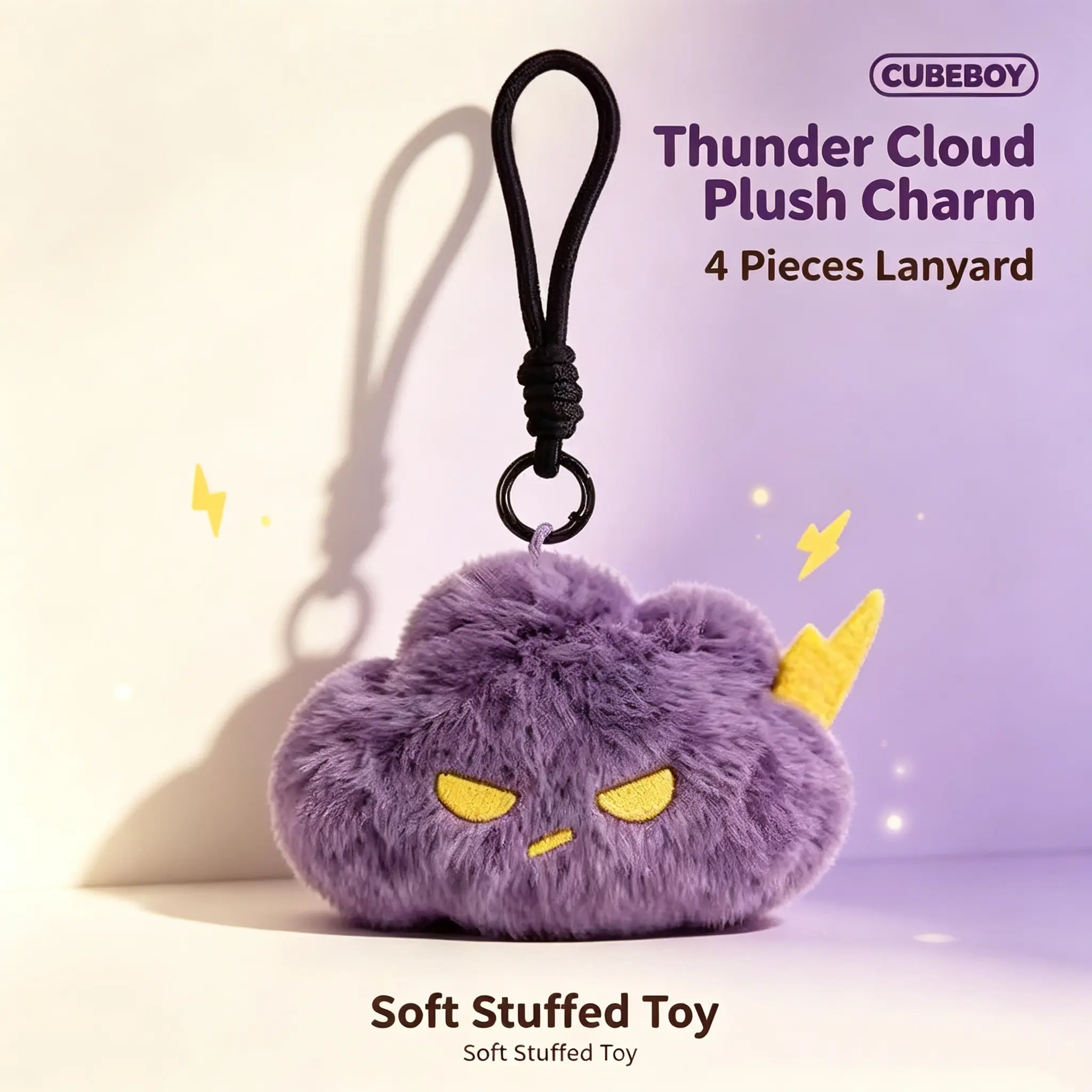 Cute Emotions Cloud Thunder Cloud Plush Pendant Creative Keychain Bag Pendant Ugly Cute Doll Plush Doll