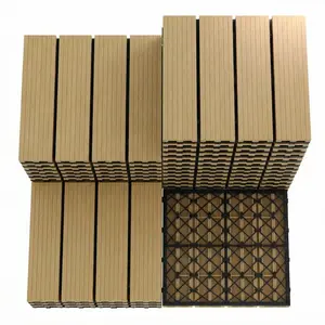 Garvee Waterproof interlinked Composite Deck Tiles 12"x12" – Outdoor & Indoor Patio Flooring – All-Weather Wood Grain Plastic Pavers for Balcony, Porch, Pool, Backyard – Teak – 27PCS/Set