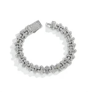 Iced Out Snowflake Link Bracelet for Women Silver CZ Statement Bracelet Fashion Jewelry Elegant Gift Daily Wear