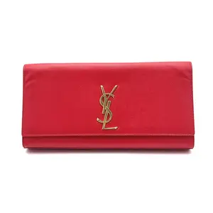 Pre-owned Yves Saint Laurent Leather Clutch Classic Monogram Long #3463