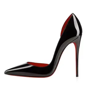 [Size 9/10/11/12] Women’s Luxury Patent Leather Red Sole Heels – Pointed Toe Stiletto Pumps, Elegant High Heels for Dressy & Formal Occasions Wide Foot