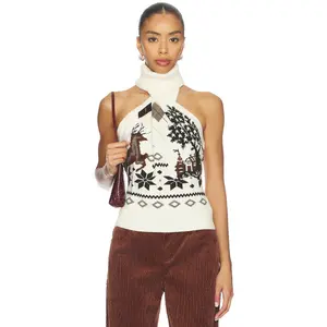 Monse Mixed Fair Isle Halter Top in Ivory