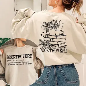 Wildflower Booktrovert Sweatshirt, Book Club Shirt, Bookish Hoodie, Book Lover Gift, Librarian & Teacher Crewneck, Reading Tee