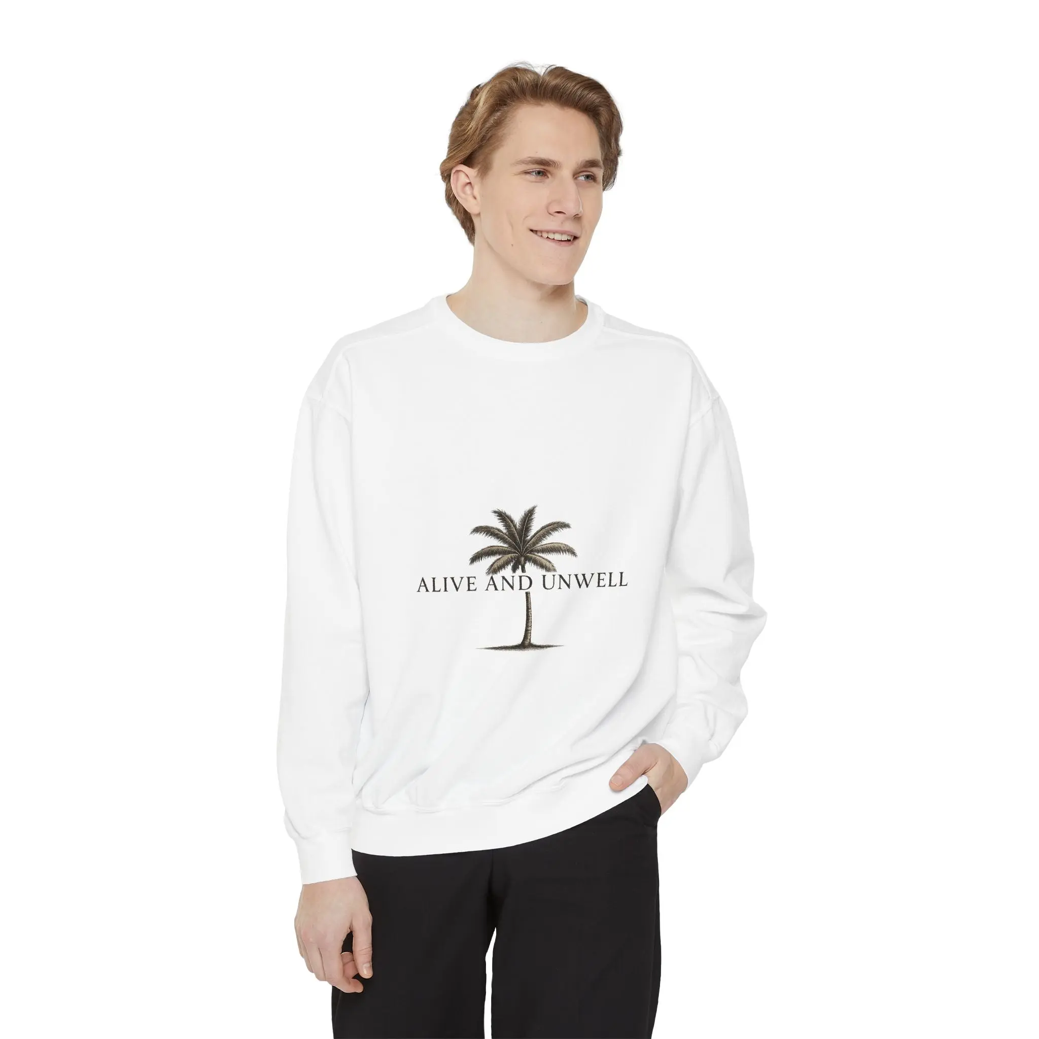Alive and Unwell Palm Sweatshirt — Vintage Beach Vibe Crewneck