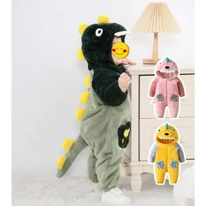 Unisex Baby Dinosaur Costume Fleece Hooded Animal Onesie Snowsuit