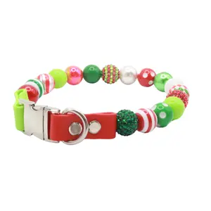 Beaded Christmas Collar for Dogs and Cats - Handmade Beads and Heavy Duty Wire - Waterproof and Fancy Necklace