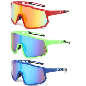 FHSY SHOP 3-Pack Neon Shield Sunglasses for Men's Accessories, UV400 Protection, Polarized Lenses, Ideal for Cycling and Running