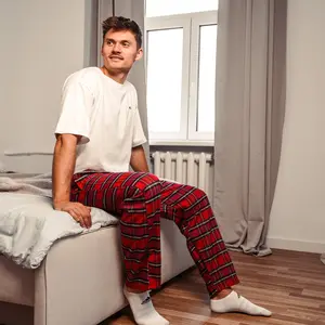 Norty Mens Plaid Cotton Polyester Blend Winter Flannel Pajama Pant 39979