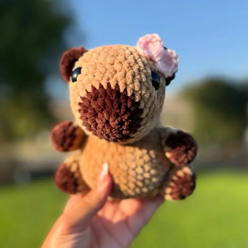 Crochet Tiny Capybara Plushie, Cute Stuffed Animal, Soft Decor Gift for Animal Lovers