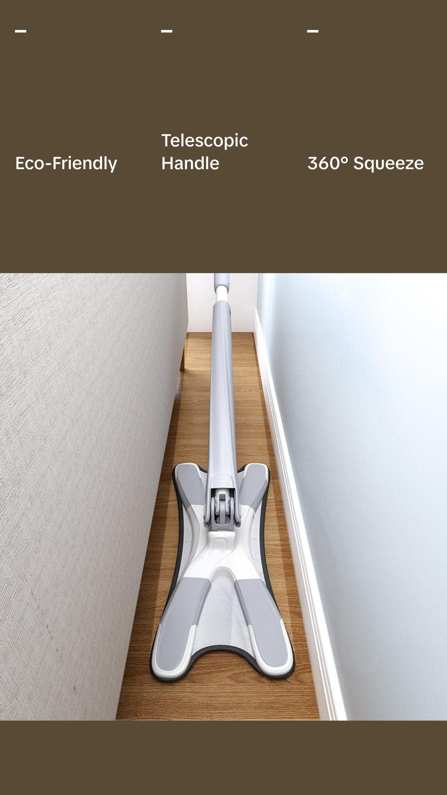 X-type Mop Microfiber Flat Floor Self Wringing 360 Degree Squeeze Mop with Eco-Friendly Pebble, Microfiber Head, and Steel Handle