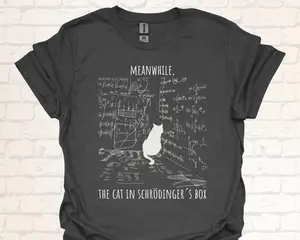 [SALE UP TO 40% ] Schrödinger's Cat Meanwhile Theory Shirt, Funny Physics Science Teacher Tee, Quantum Mechanics Nerd Gift, Witty Science Geek Apparel