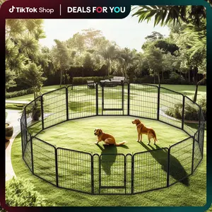 【Mega Deals】16 Panels Heavy Duty Metal Playpen with door,31.7"H Dog Fence Pet Exercise Pen for Outdoor 16/12/8/6 Panels Enclosed