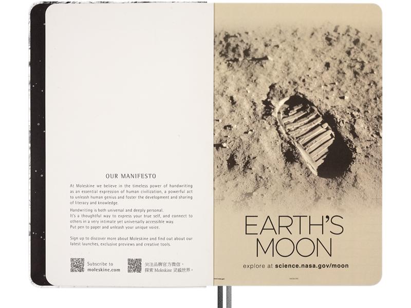 Moleskine Limited Edition NASA-inspired 'Moon surface' Notebook, Hard Cover, Large (5" x 8.25"), Ruled/Lined, Light Grey, 176 pages