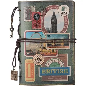 Leather Journal Notebook, Spiral Bound Traveler Notebook for Women Men Thanksgiving Refillable Daily Planner Sketchbook Diary with Zipper Pocket