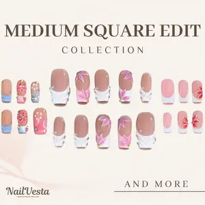 NailVesta MEDIUM SQUARE EDIT – 100% Handcrafted 3D Press-On Nails | Reusable, Long-Lasting, Salon-Quality