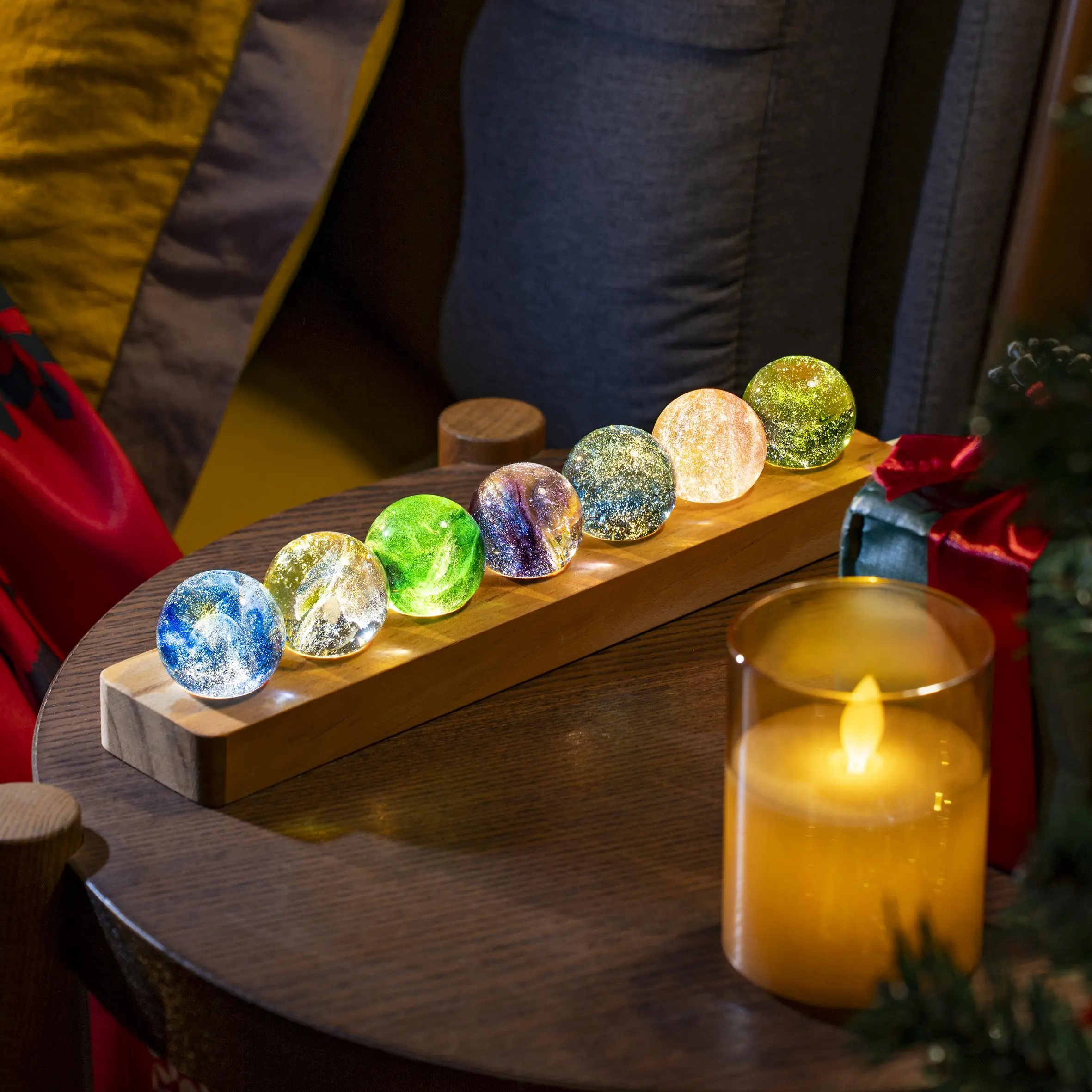 Artificial Crystal Ball Night Light, USB Rechargeable Color Changing Desktop Decorative Light, Decorative Light for Home Bedroom & Living Room