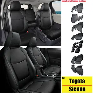Fuax Leather Full Coverage Front & Rear Full Set All inclusive Customed Car Replacement Cushions Automotive Interior Vehicle Black 5- Seat Covers For Toyota Sienna LE & XLE 2021- 2025 2026