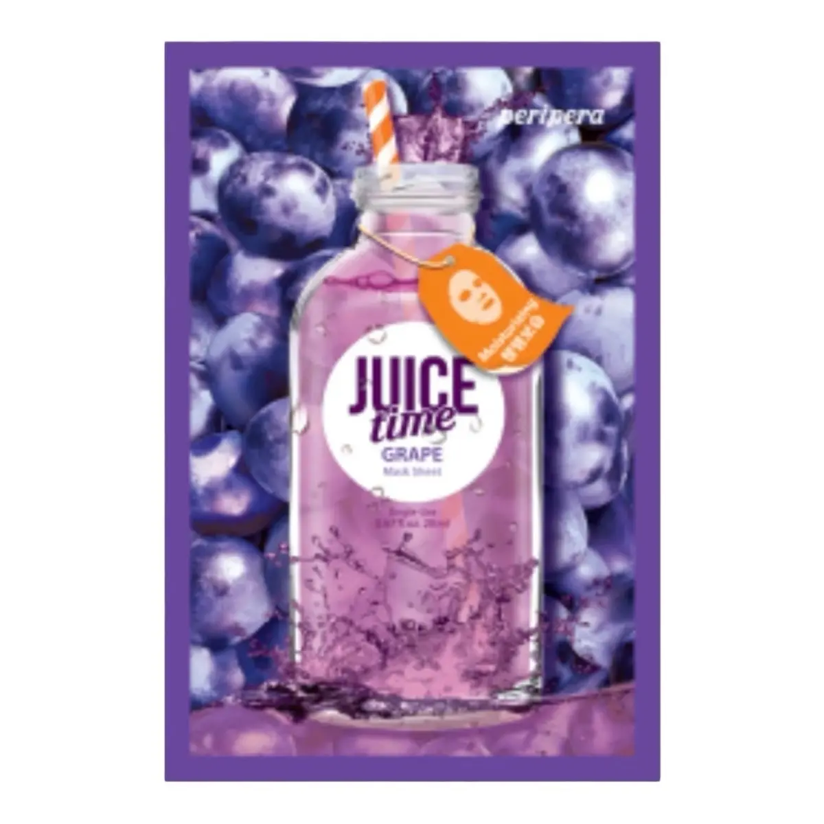 Peripera Juice Time Grape Fresh Fruit Face Mask 100% Natural - Skin Repair - Skincare Hydrate Smooth Daily Gentle Hydrating