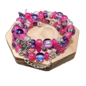 Memory Wire Glass Beaded Bracelet for Women - Fashion Accessory