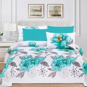 6 pcs Bedsheets with Turquoise Floral Design for Modern Bedroom Decor 6 pcs Bedsheets with Turquoise Floral Design for Modern Bedroom Decor