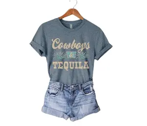 Cowboys And Tequila Vintage Vibe Graphic Tee