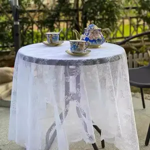 Hollow Out Lace Tablecloth, Rectangular Tablecloth, Table Cover for Home Kitchen Dining Room, Decorative Tablecloth for Home Party Wedding