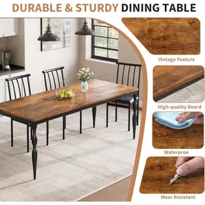 Rectangular Dining Table for 6 71 Inch Rustic Farmhouse Kitchen Table with Large Tabletop Long Wooden Dining Room Table with Heavy Duty Legs Dinette and Dinner Desk for Party Big Family Brown