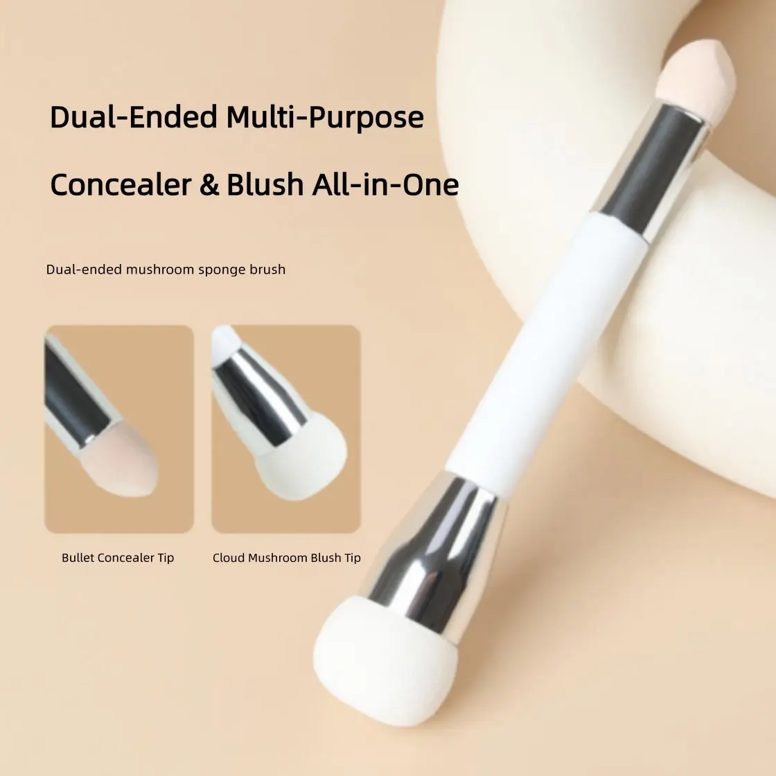2-in-1 Dual-Head Makeup Sponge Brush, Blender Sponge Brushes, Face Concealer & Blush Blender, Soft High-Density Sponge Tool for Flawless Base Makeup, Facial Makeup Tool, Beauty Accessory