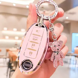 Nissan Keychain Protector Case with Bear Key Chain, Soft Tpu Material, Fits Altima Sentra Maxima Rogue Armada Pathfinder Infiniti