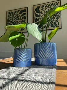 Blue Ceramic Pots (Set of 2)